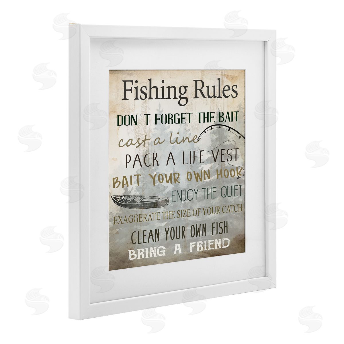 Kim Allen Fishing Rules Rustic List Canvas Wall Art Print