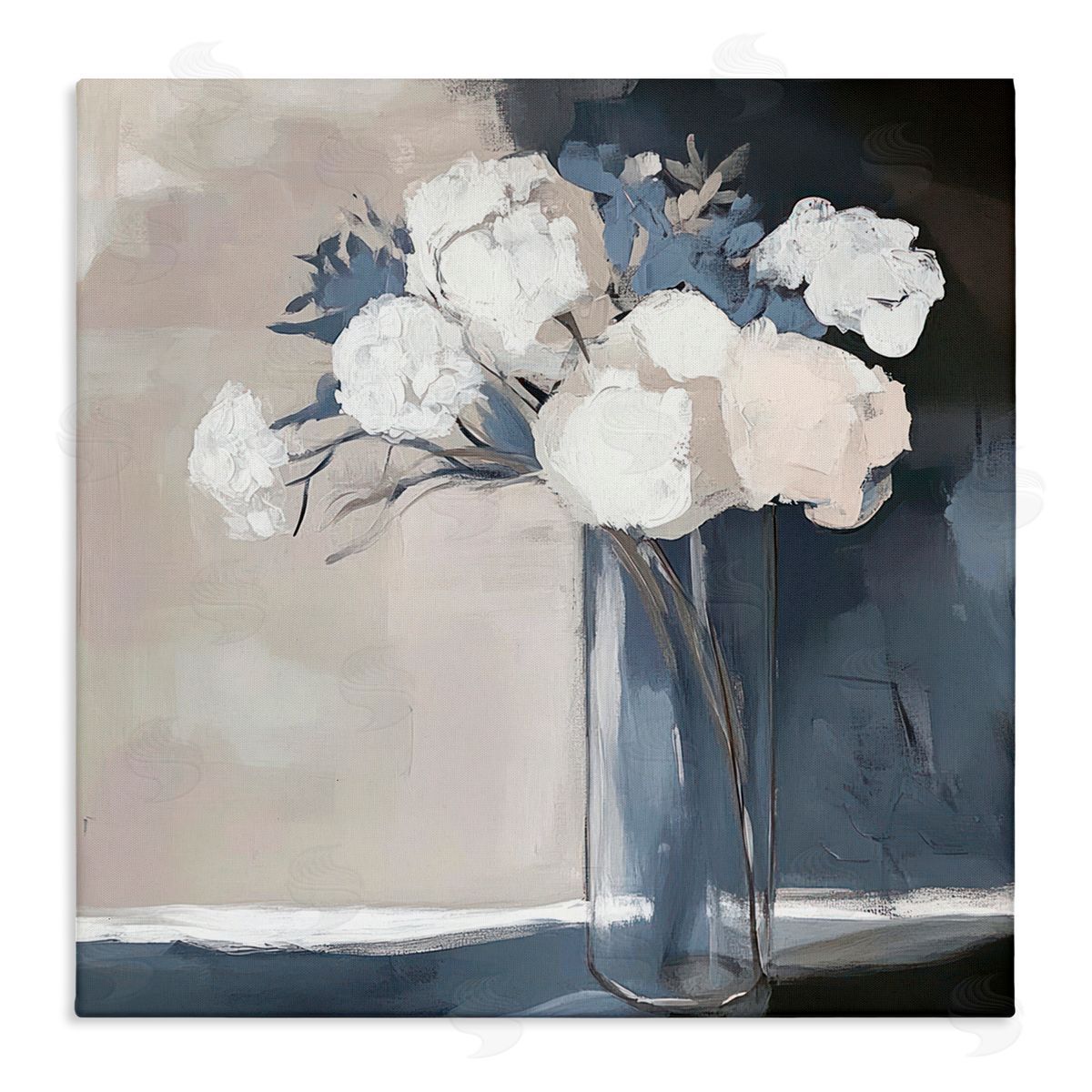 Mona Grace Gentle Petals Grey & Beige Canvas Wall Art Print
