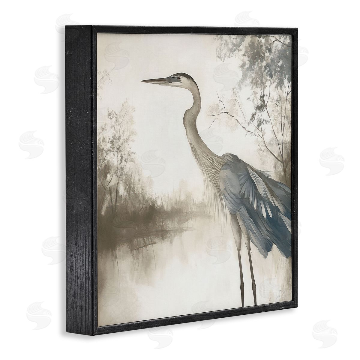 Mona Grace Graceful Heron on Water Canvas Wall Art Print