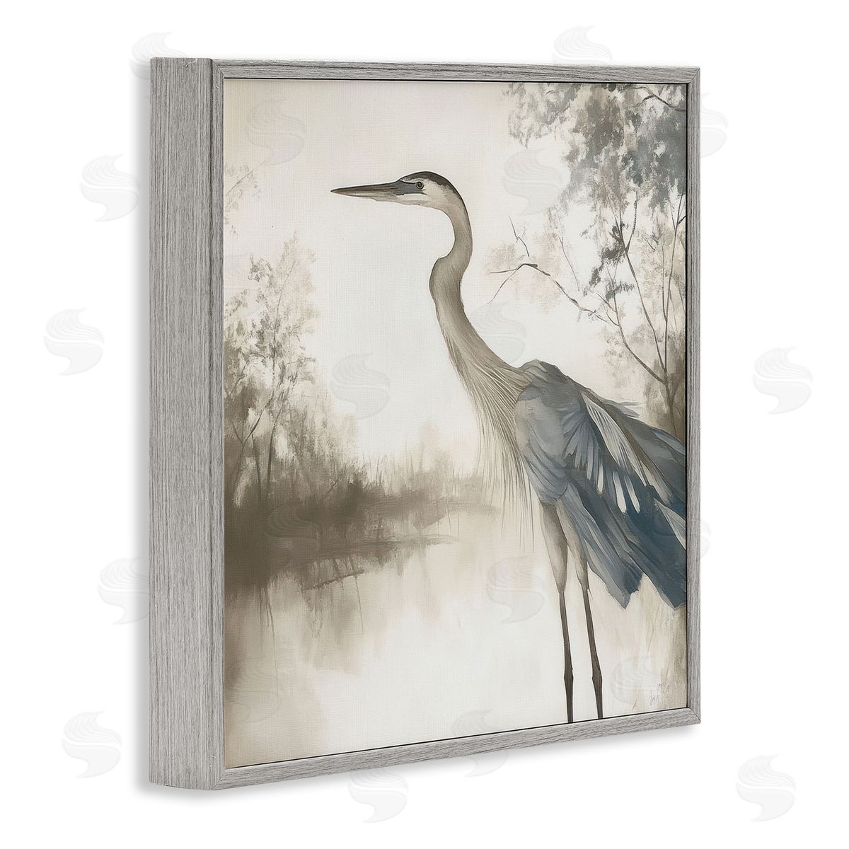 Mona Grace Graceful Heron on Water Canvas Wall Art Print