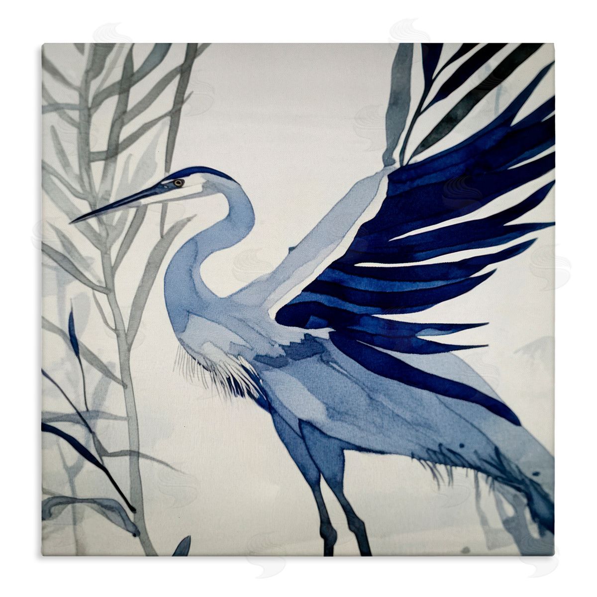 Mona Grace Whimsical Blue Heron Canvas Wall Art Print