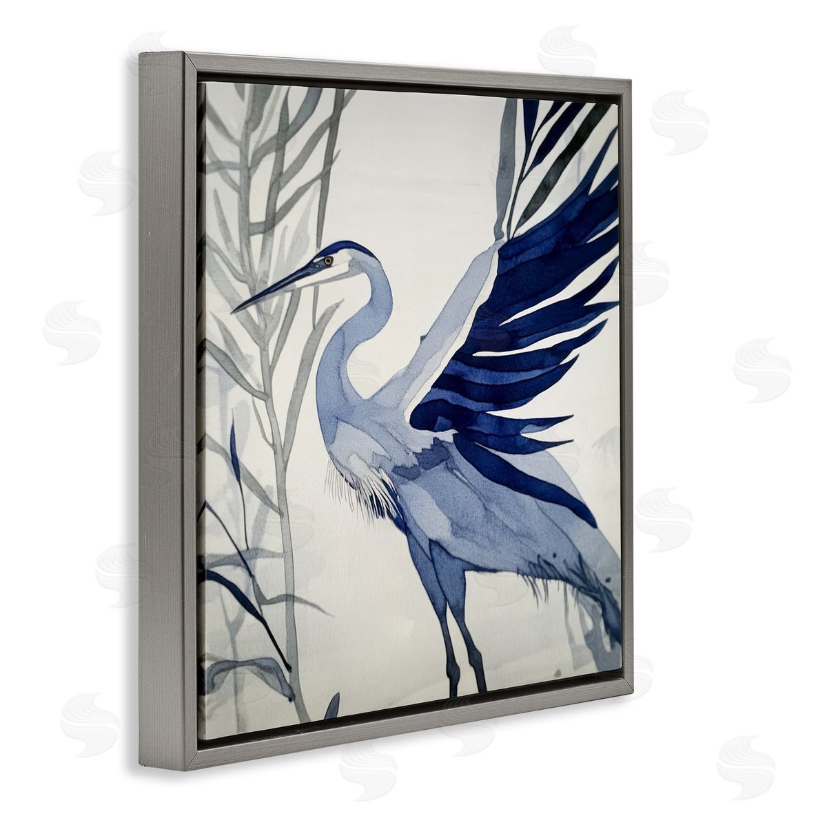 Mona Grace Whimsical Blue Heron Canvas Wall Art Print