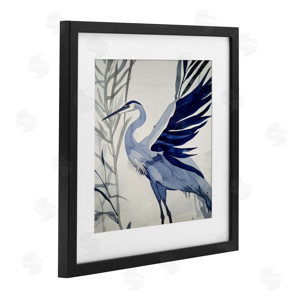 Mona Grace Whimsical Blue Heron Canvas Wall Art Print