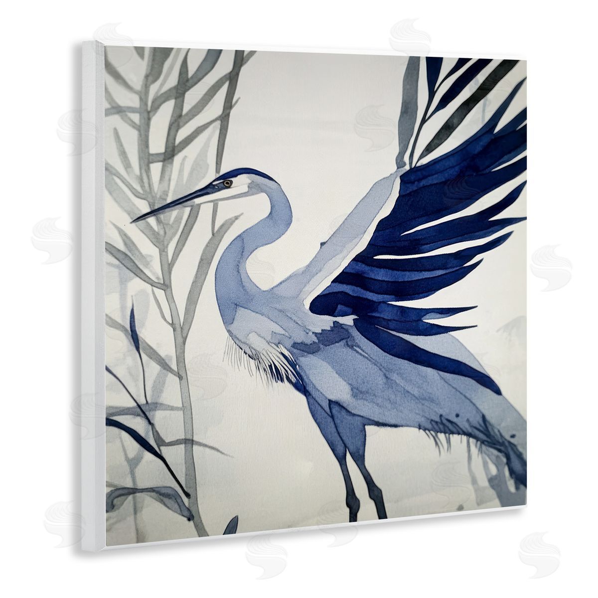 Mona Grace Whimsical Blue Heron Canvas Wall Art Print