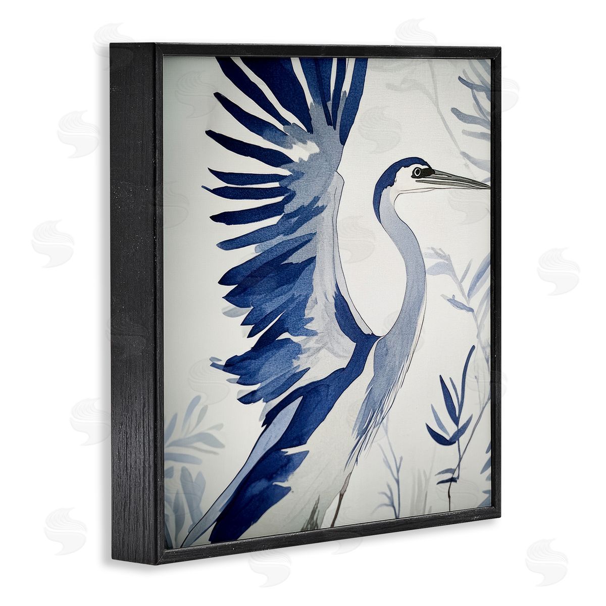 Mona Grace Blue Heron in Cool Tones Canvas Wall Art Print