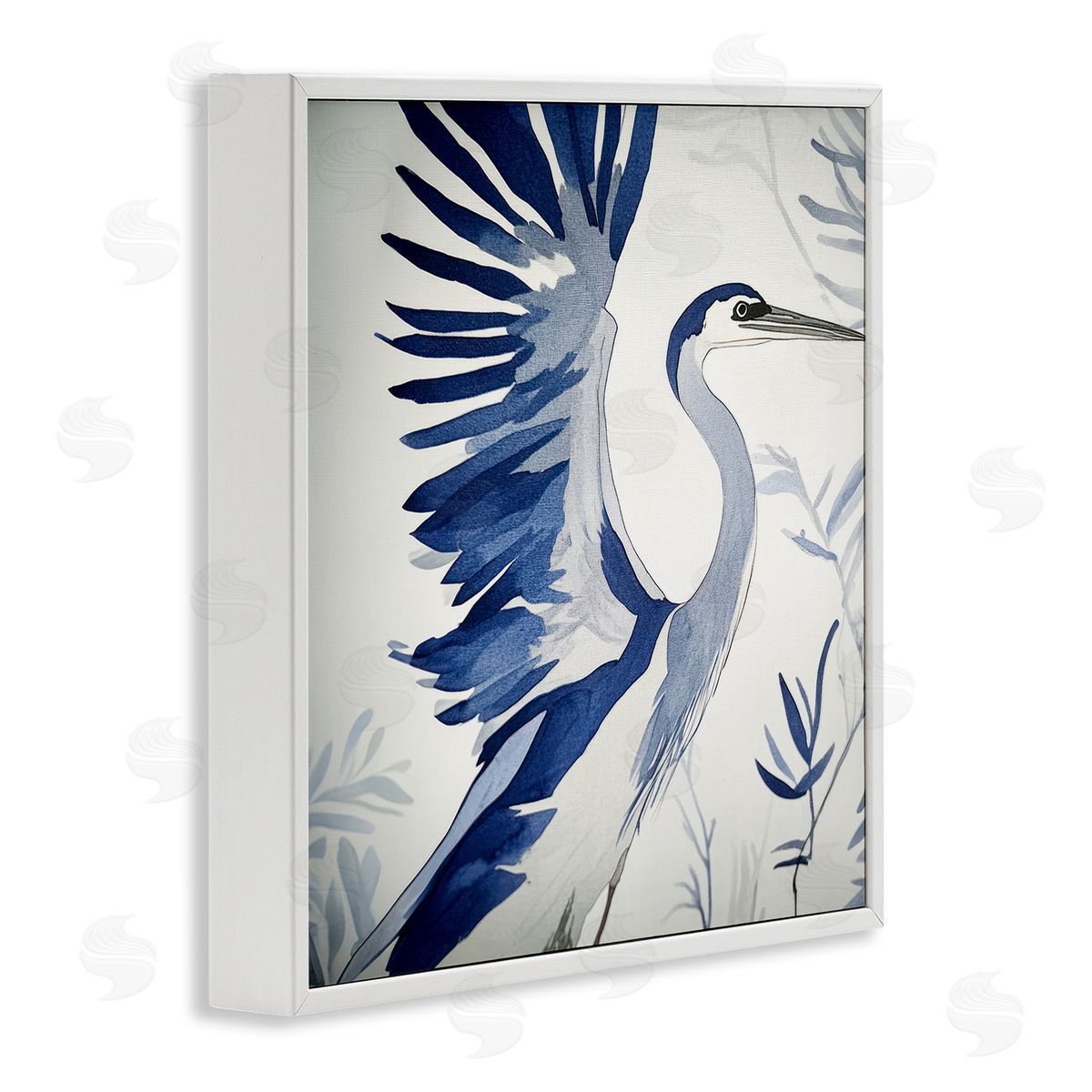 Mona Grace Blue Heron in Cool Tones Canvas Wall Art Print