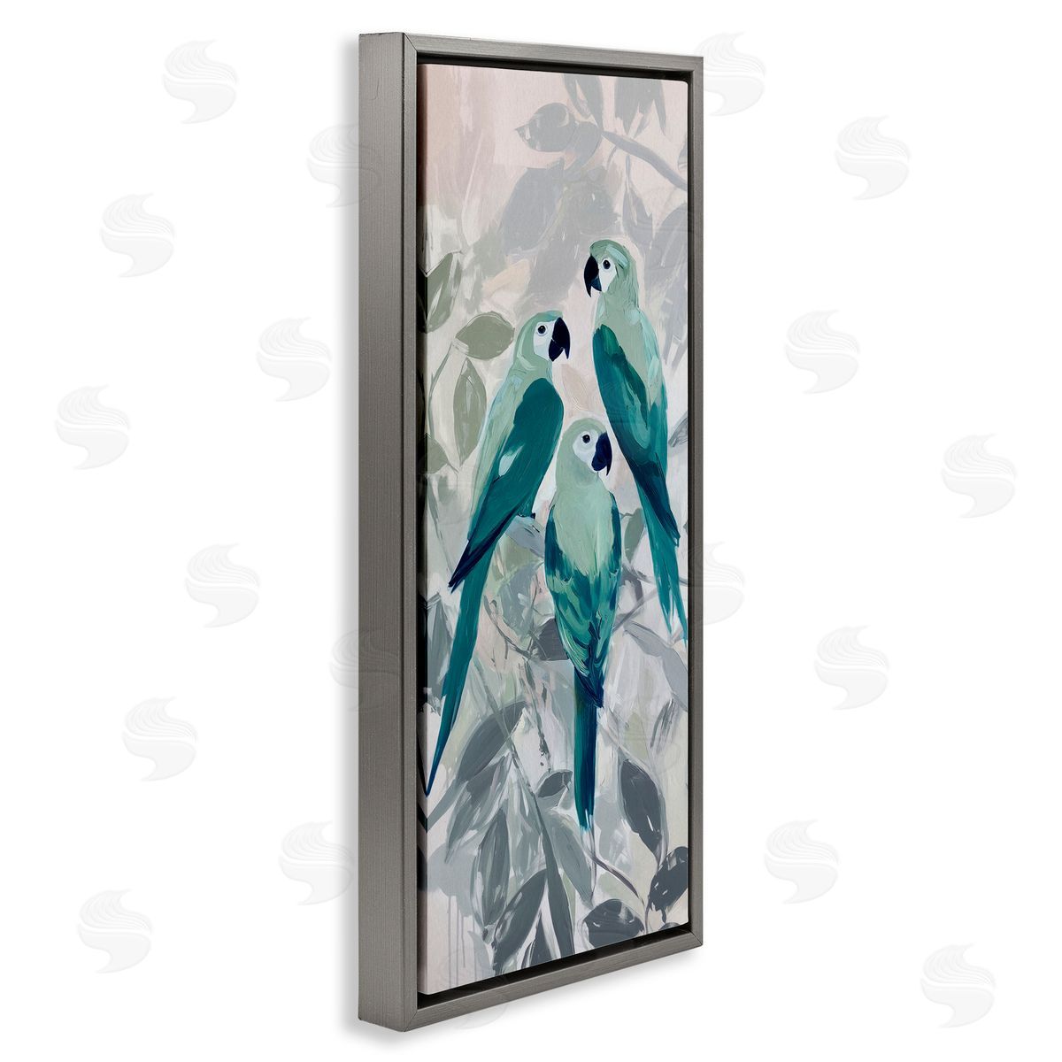 Amanda Tsoukanelis Green Parrot Trio Canvas Wall Art Print