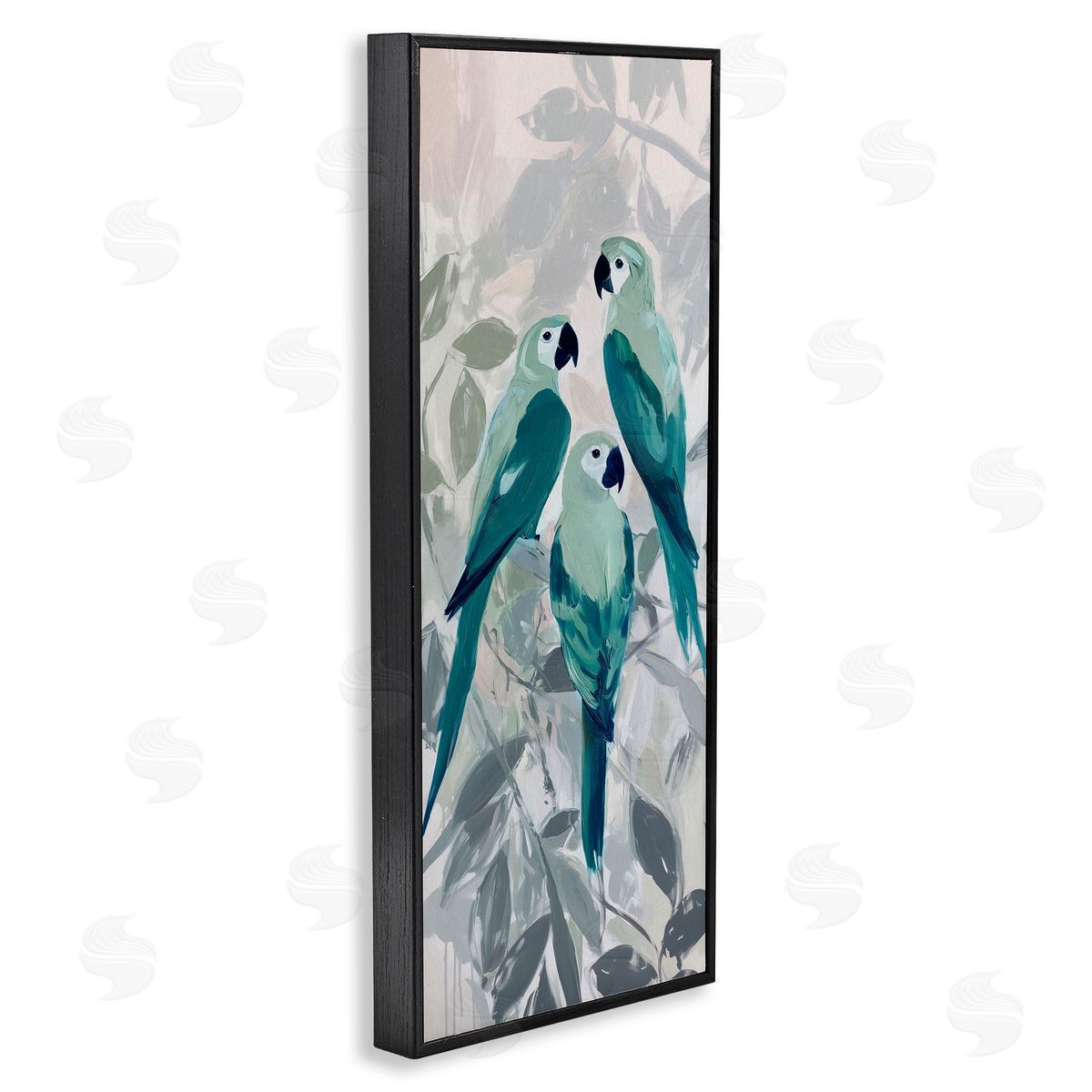 Amanda Tsoukanelis Green Parrot Trio Canvas Wall Art Print