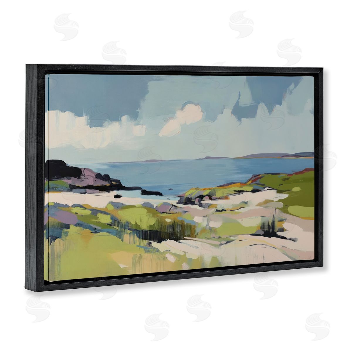 Elara Yasna Coastal Green Breeze Canvas Wall Art Print