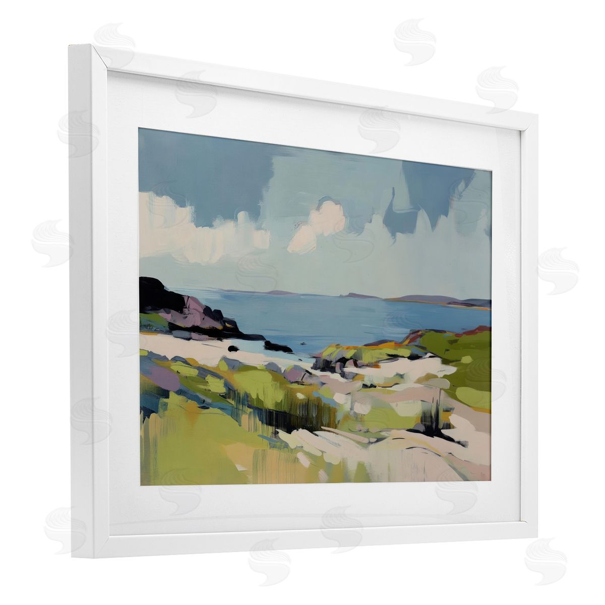 Elara Yasna Coastal Green Breeze Canvas Wall Art Print