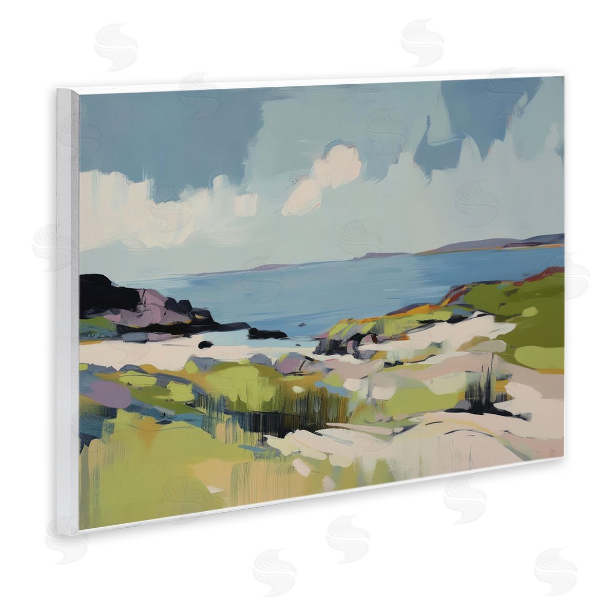 Elara Yasna Coastal Green Breeze Canvas Wall Art Print