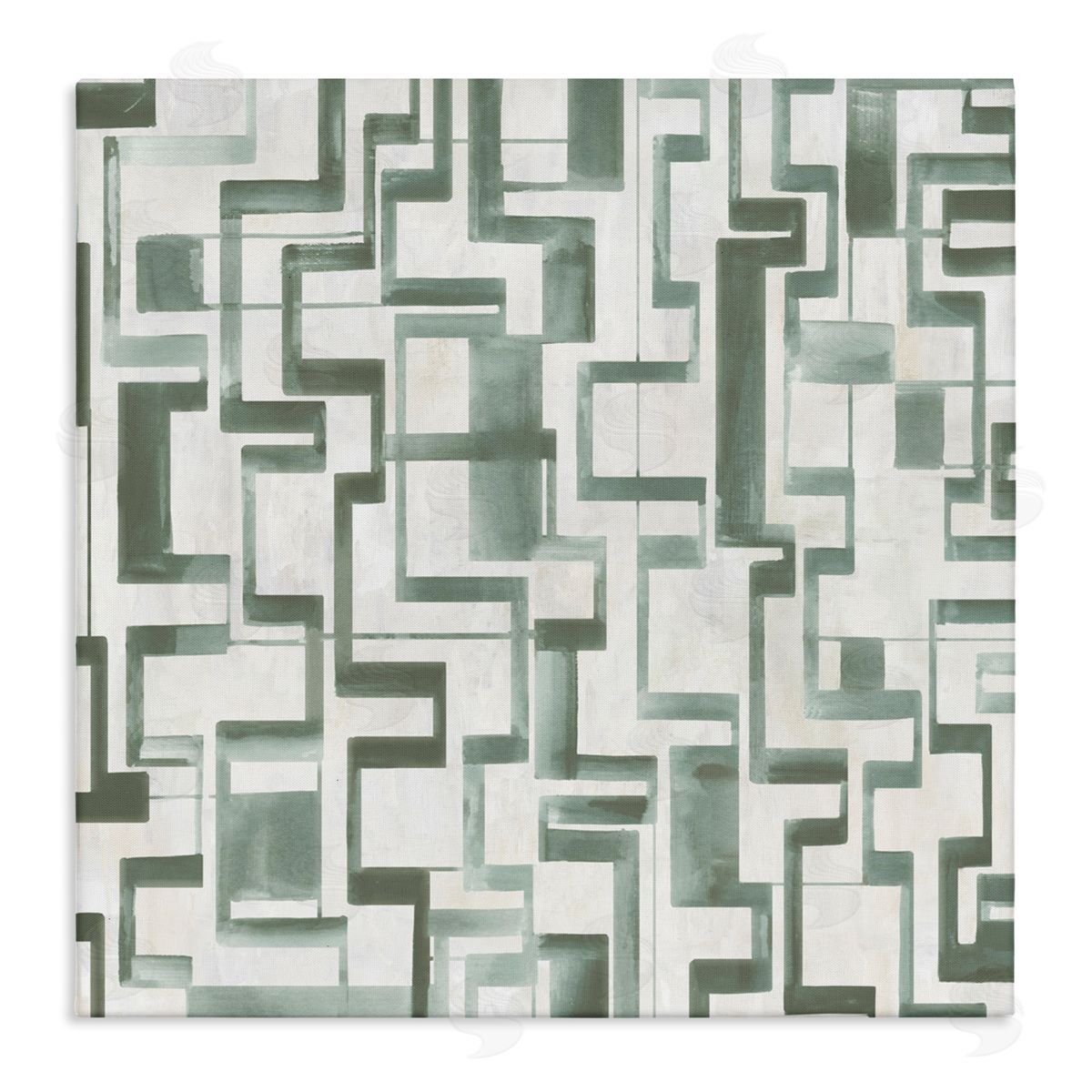 Hannah Dawson Geometric Green Labyrinth Canvas Wall Art Print
