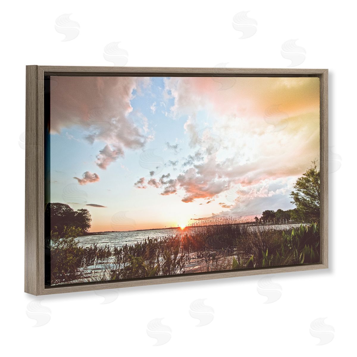 BRUCE NAWROCKE Sunset Clouds Overlooking Beach Canvas Wall Art Print