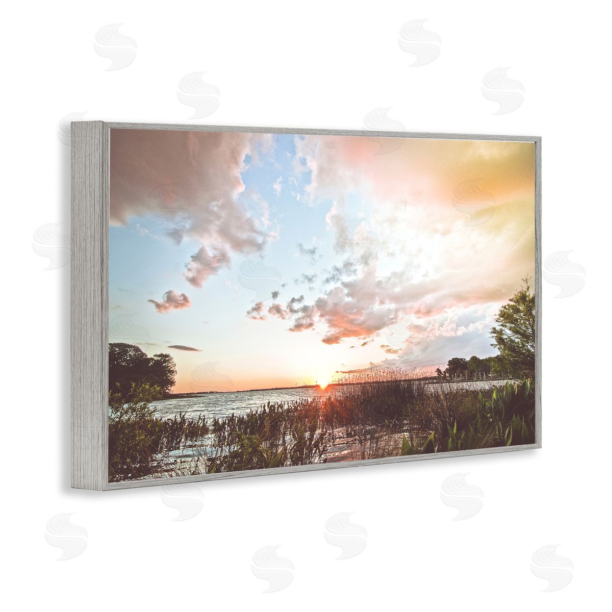BRUCE NAWROCKE Sunset Clouds Overlooking Beach Canvas Wall Art Print