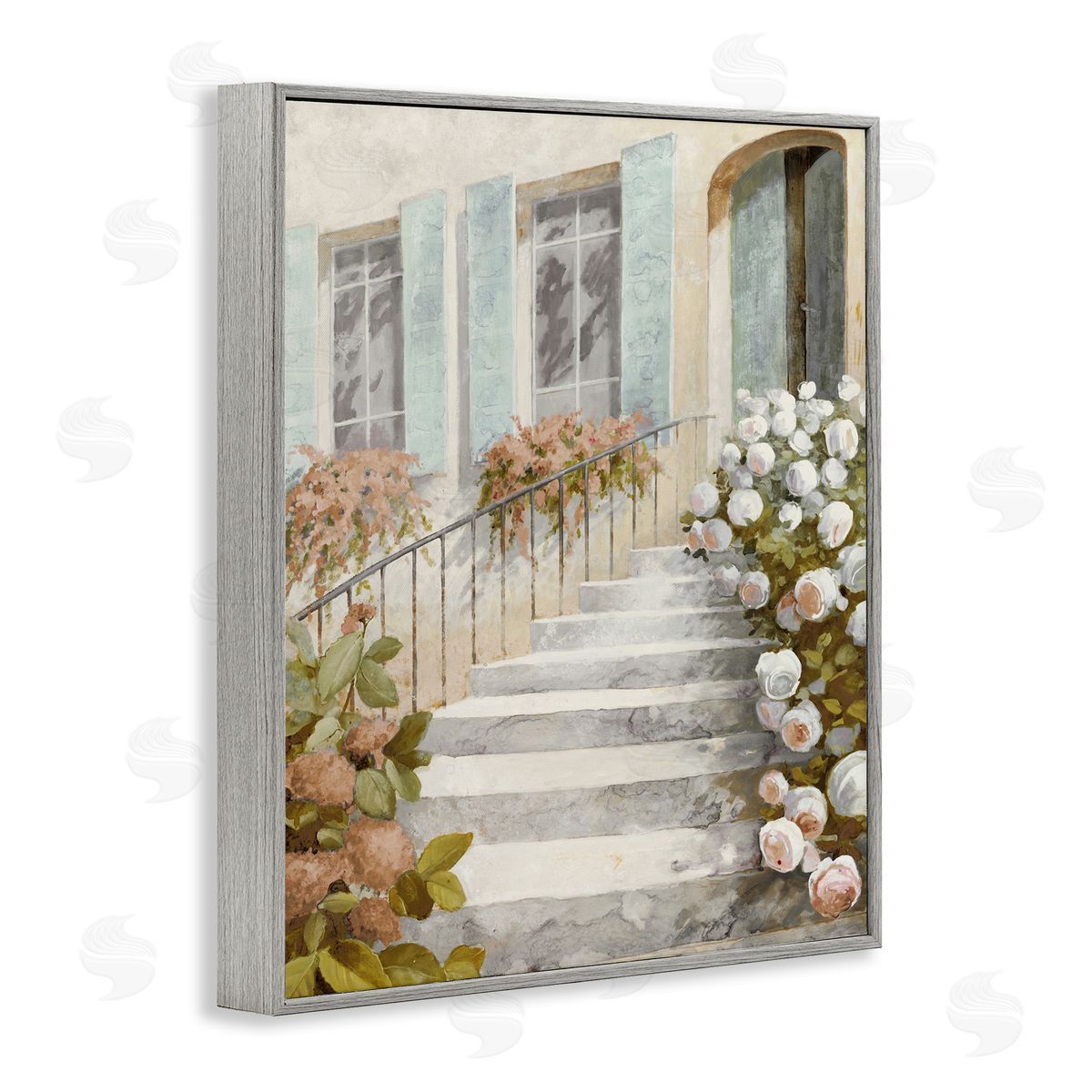 LORENZO COLLECTIVE Floral Entry Stairs Canvas Wall Art Print