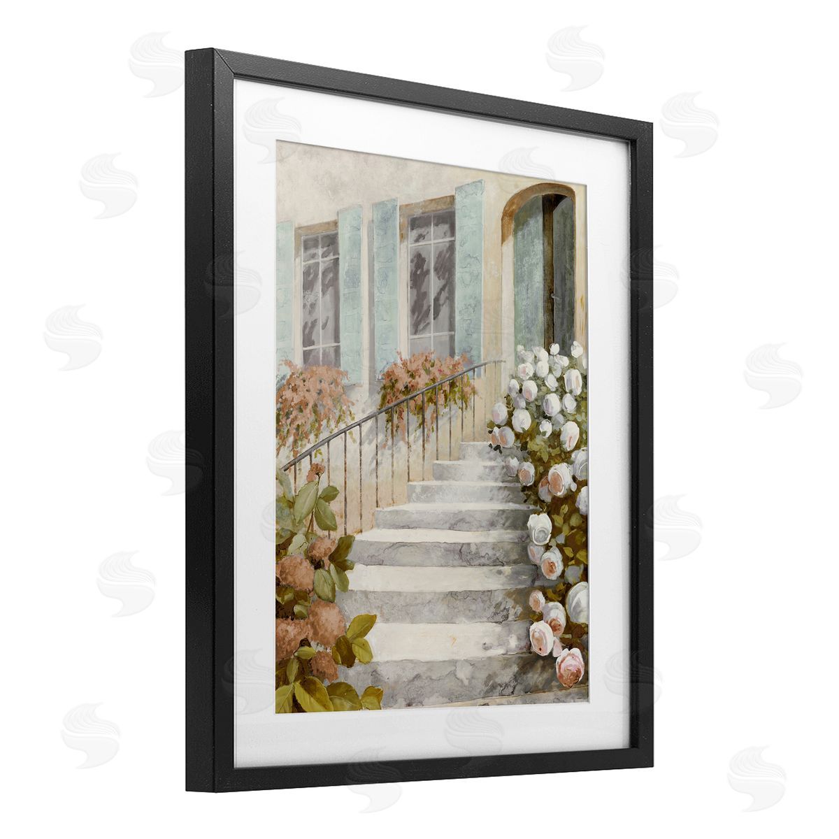 LORENZO COLLECTIVE Floral Entry Stairs Canvas Wall Art Print