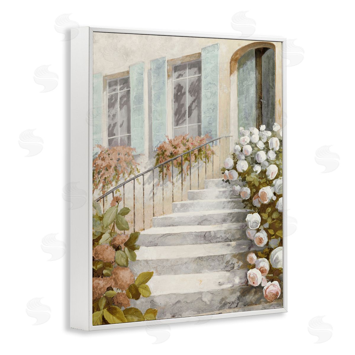 LORENZO COLLECTIVE Floral Entry Stairs Canvas Wall Art Print