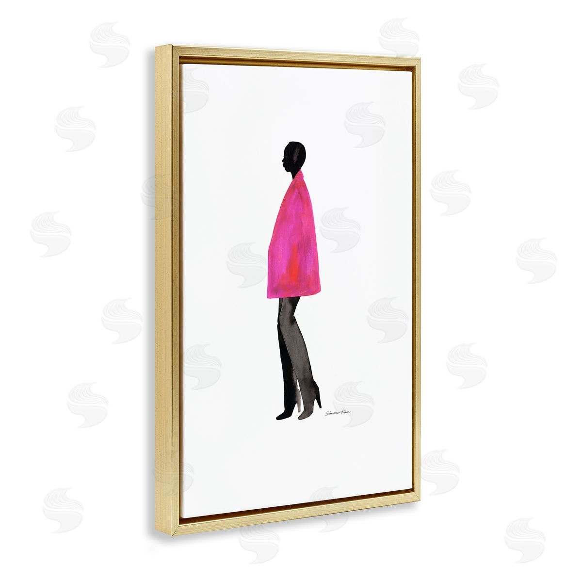 Simone Elum Fuchsia Pink Coat Canvas Wall Art Print