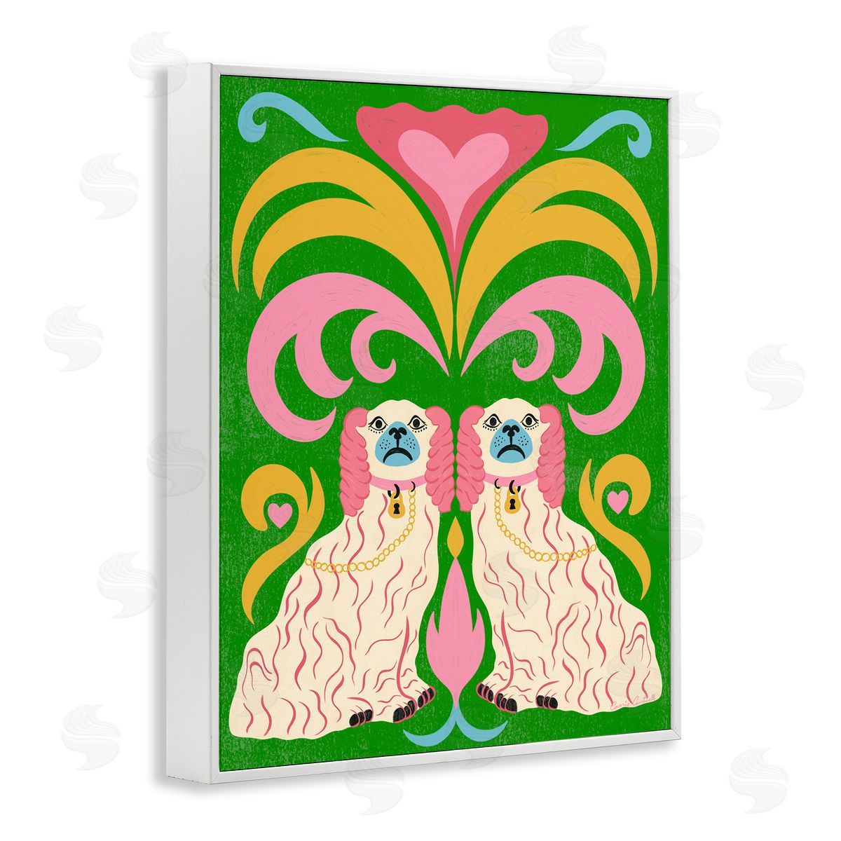Carrie Cantwell Staffordshire Symmetry Dogs Canvas Wall Art Print