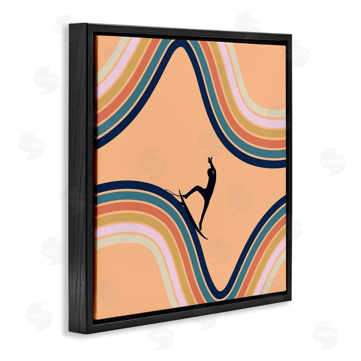 Ashley Singleton Retro Surfer Riding Wave Canvas Wall Art Print