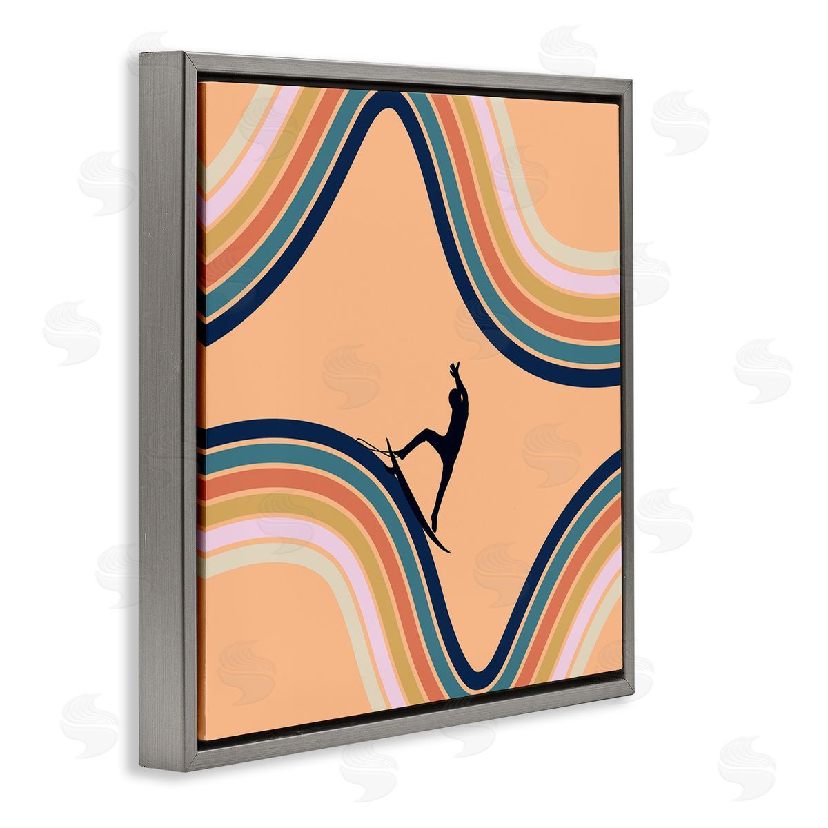 Ashley Singleton Retro Surfer Riding Wave Canvas Wall Art Print