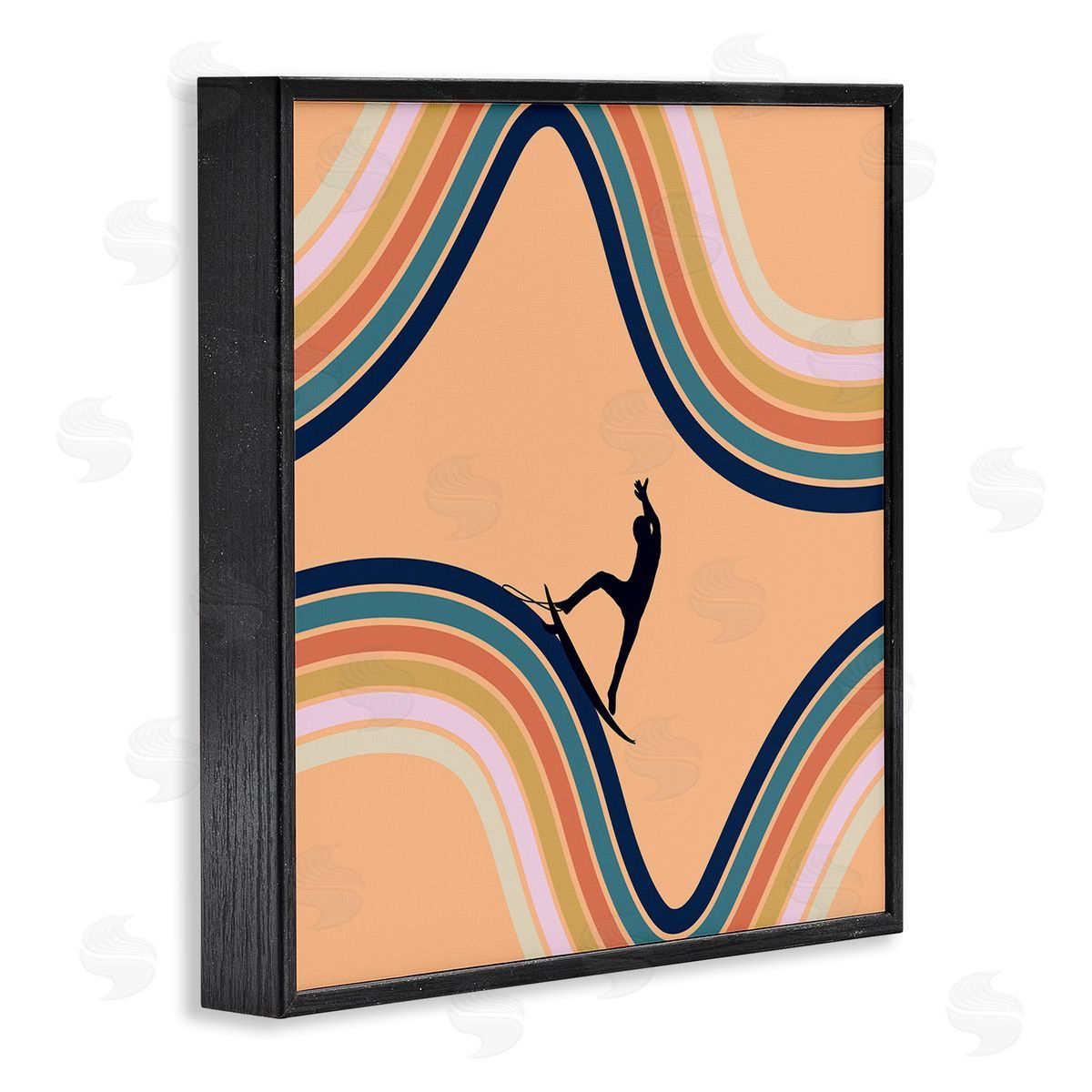 Ashley Singleton Retro Surfer Riding Wave Canvas Wall Art Print