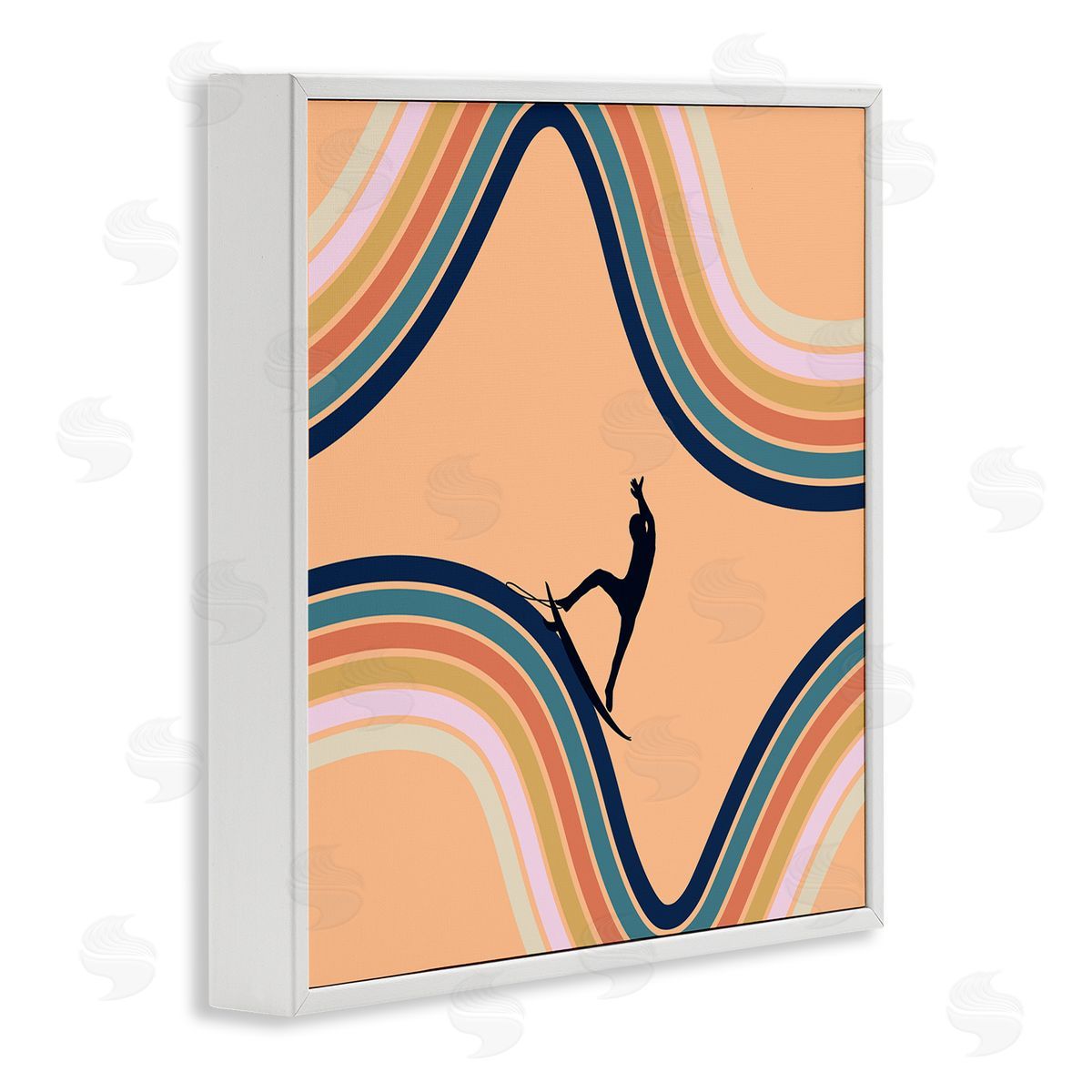 Ashley Singleton Retro Surfer Riding Wave Canvas Wall Art Print