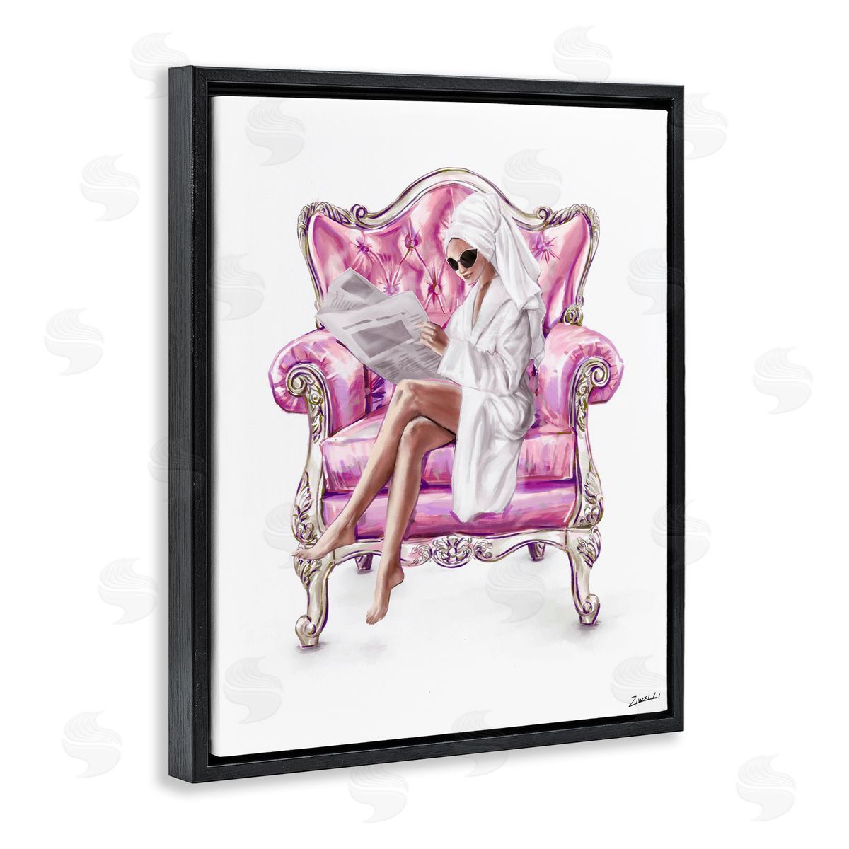 Ziwei Li Trendy Female in Pink Chair Canvas Wall Art Print