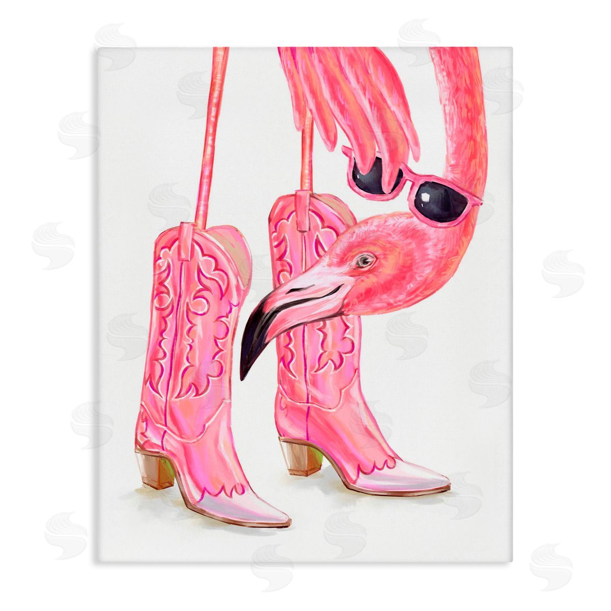 Ziwei Li Glam Cowgirl Flamingo Canvas Wall Art Print