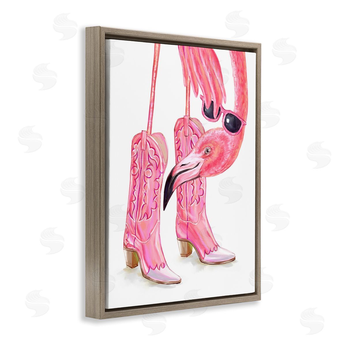 Ziwei Li Glam Cowgirl Flamingo Canvas Wall Art Print