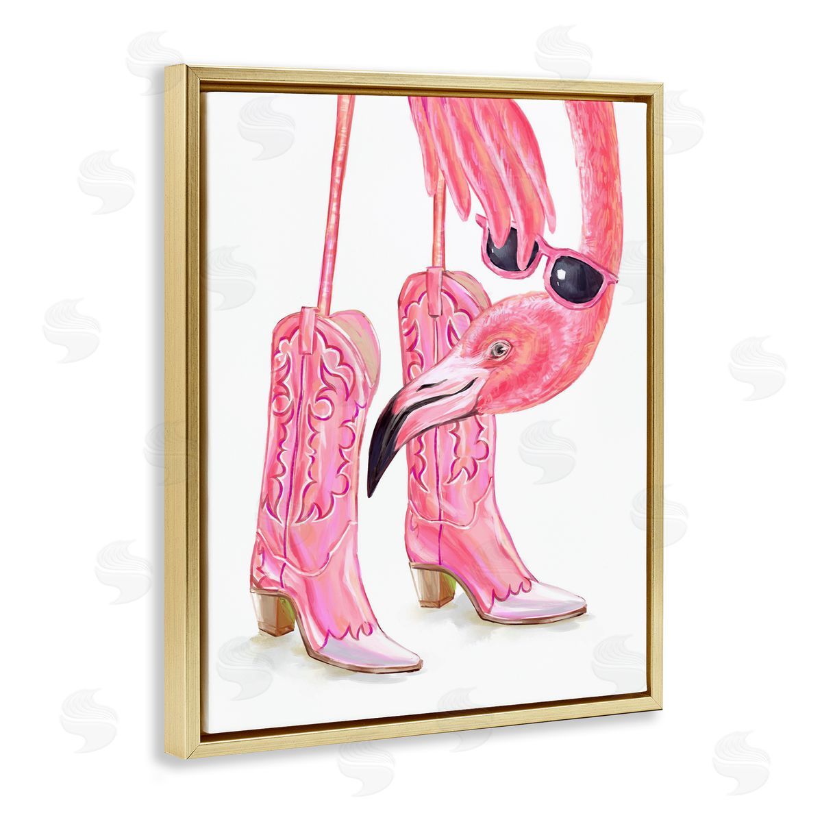 Ziwei Li Glam Cowgirl Flamingo Canvas Wall Art Print