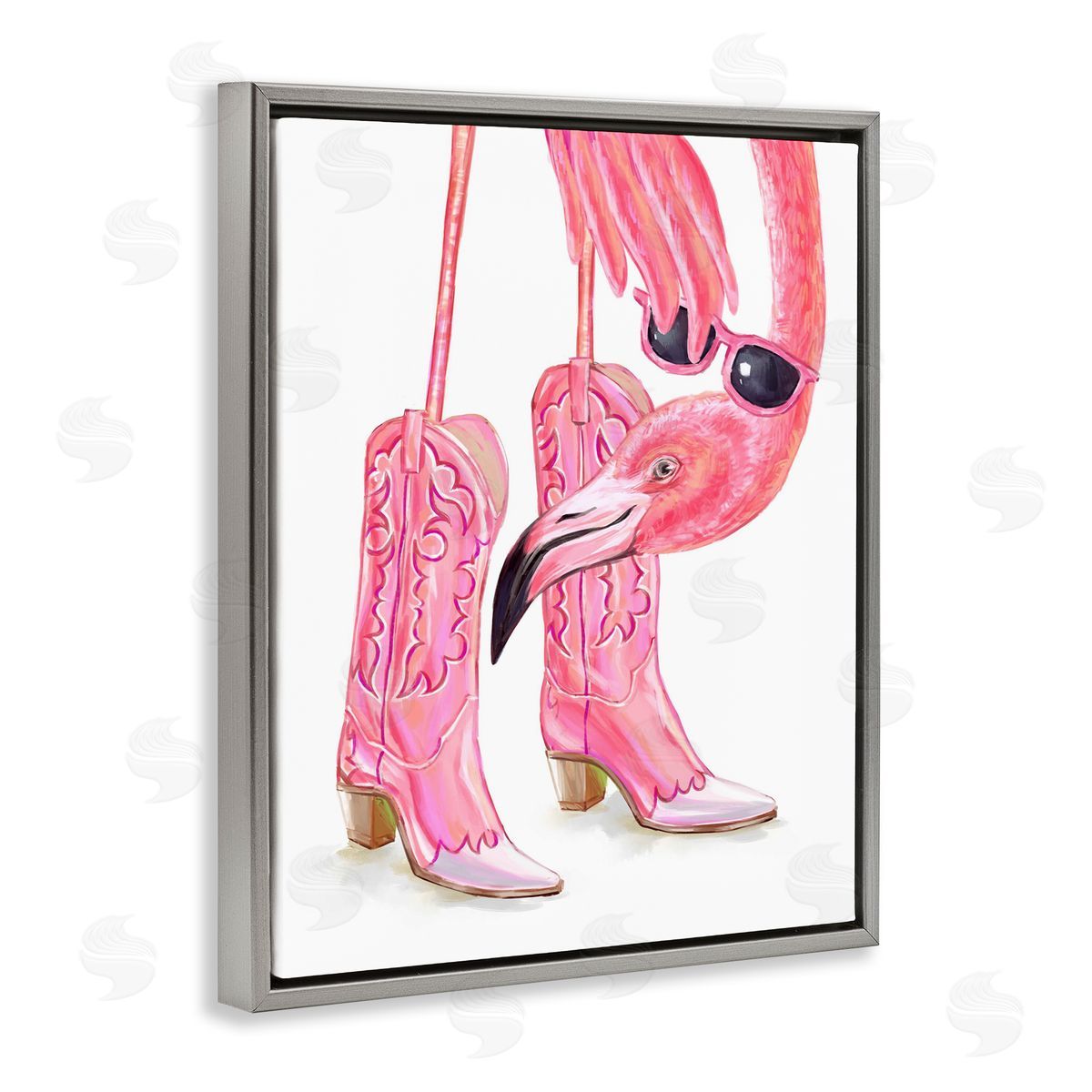 Ziwei Li Glam Cowgirl Flamingo Canvas Wall Art Print