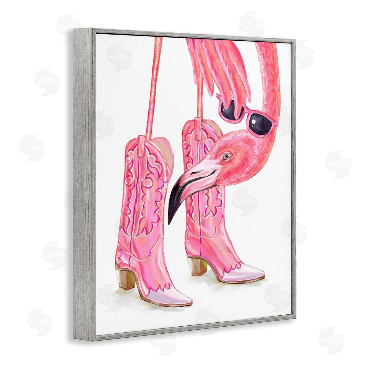 Ziwei Li Glam Cowgirl Flamingo Canvas Wall Art Print