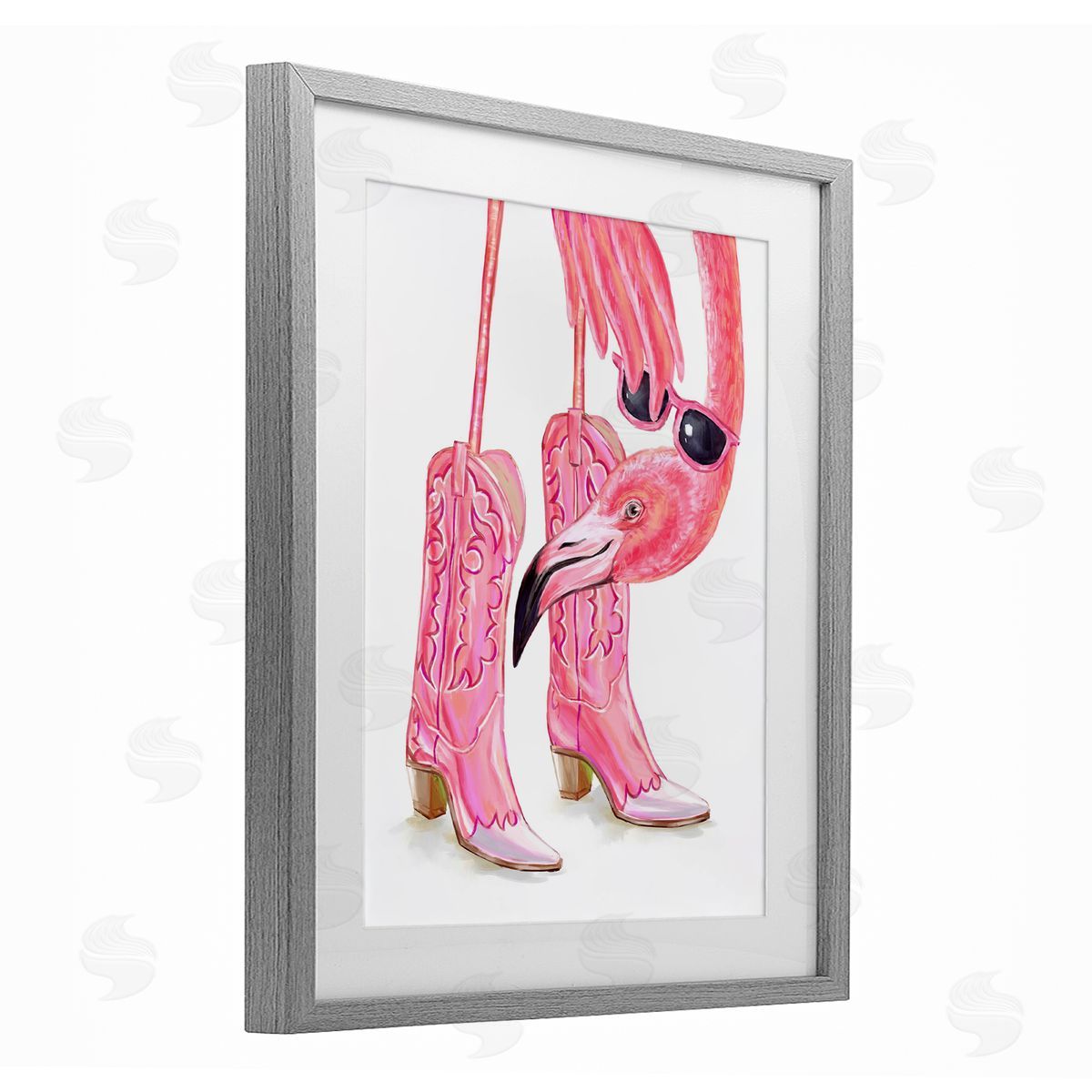 Ziwei Li Glam Cowgirl Flamingo Canvas Wall Art Print