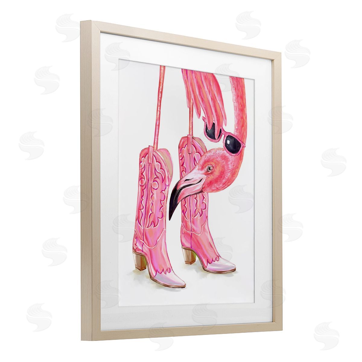 Ziwei Li Glam Cowgirl Flamingo Canvas Wall Art Print