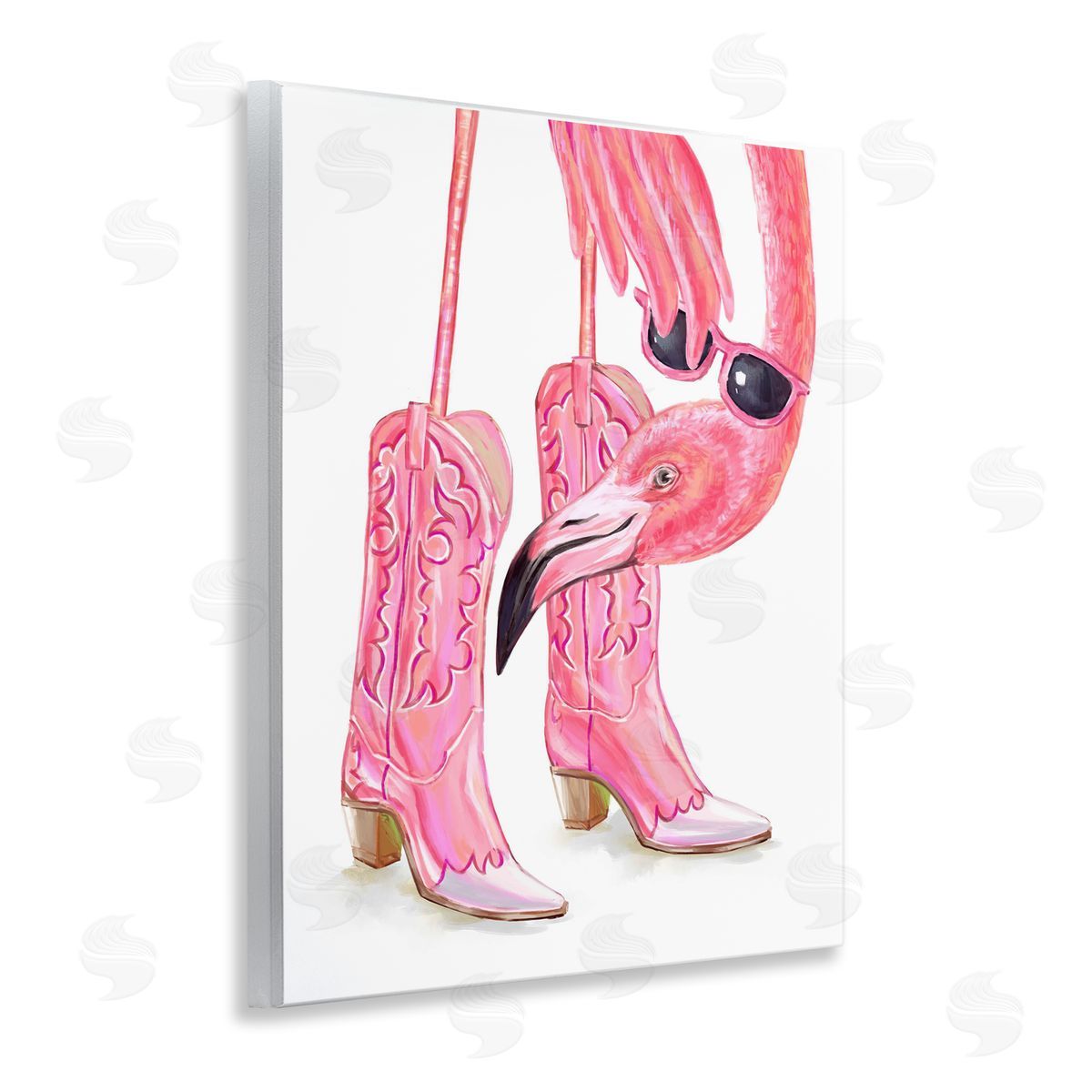 Ziwei Li Glam Cowgirl Flamingo Canvas Wall Art Print