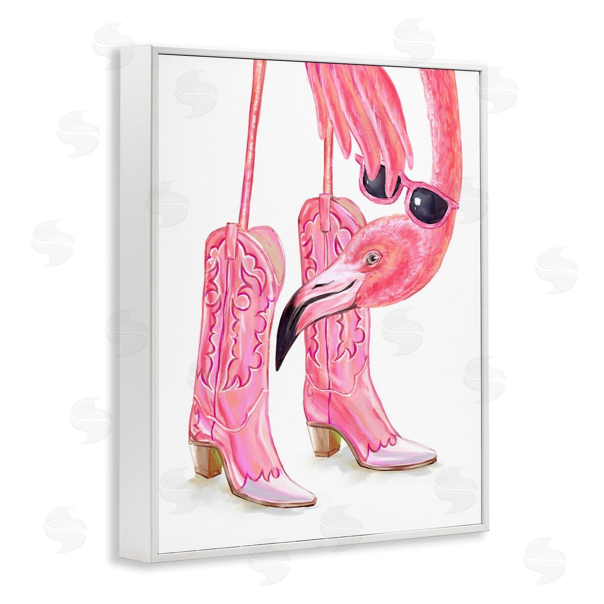 Ziwei Li Glam Cowgirl Flamingo Canvas Wall Art Print