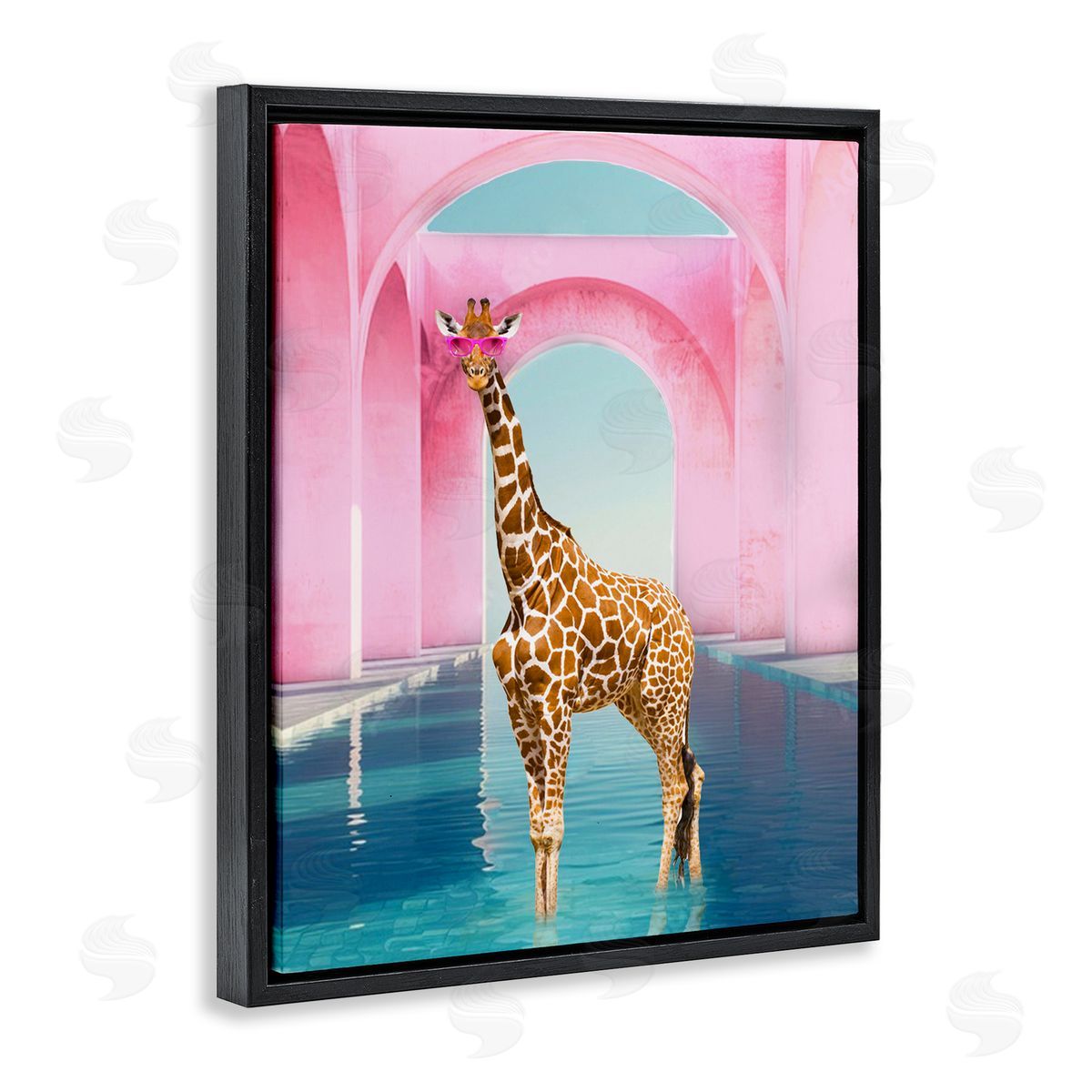 Ziwei Li Glam Giraffe with Pink Arches Canvas Wall Art Print