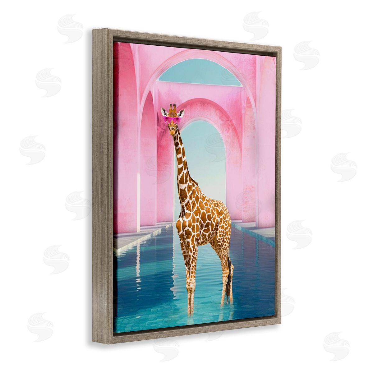 Ziwei Li Glam Giraffe with Pink Arches Canvas Wall Art Print