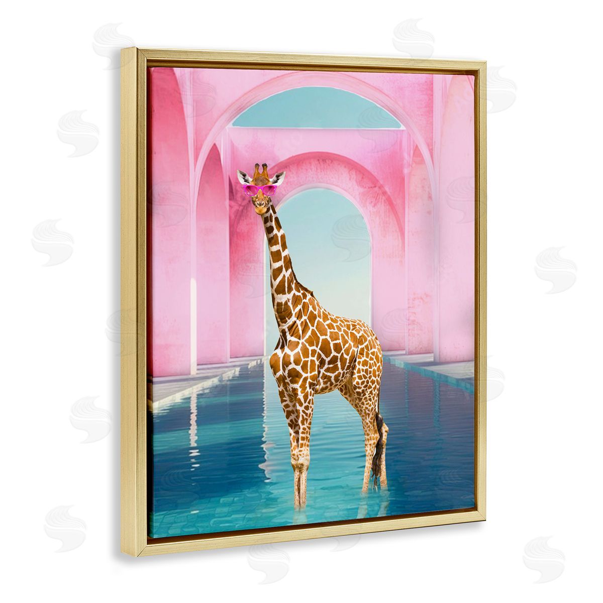 Ziwei Li Glam Giraffe with Pink Arches Canvas Wall Art Print