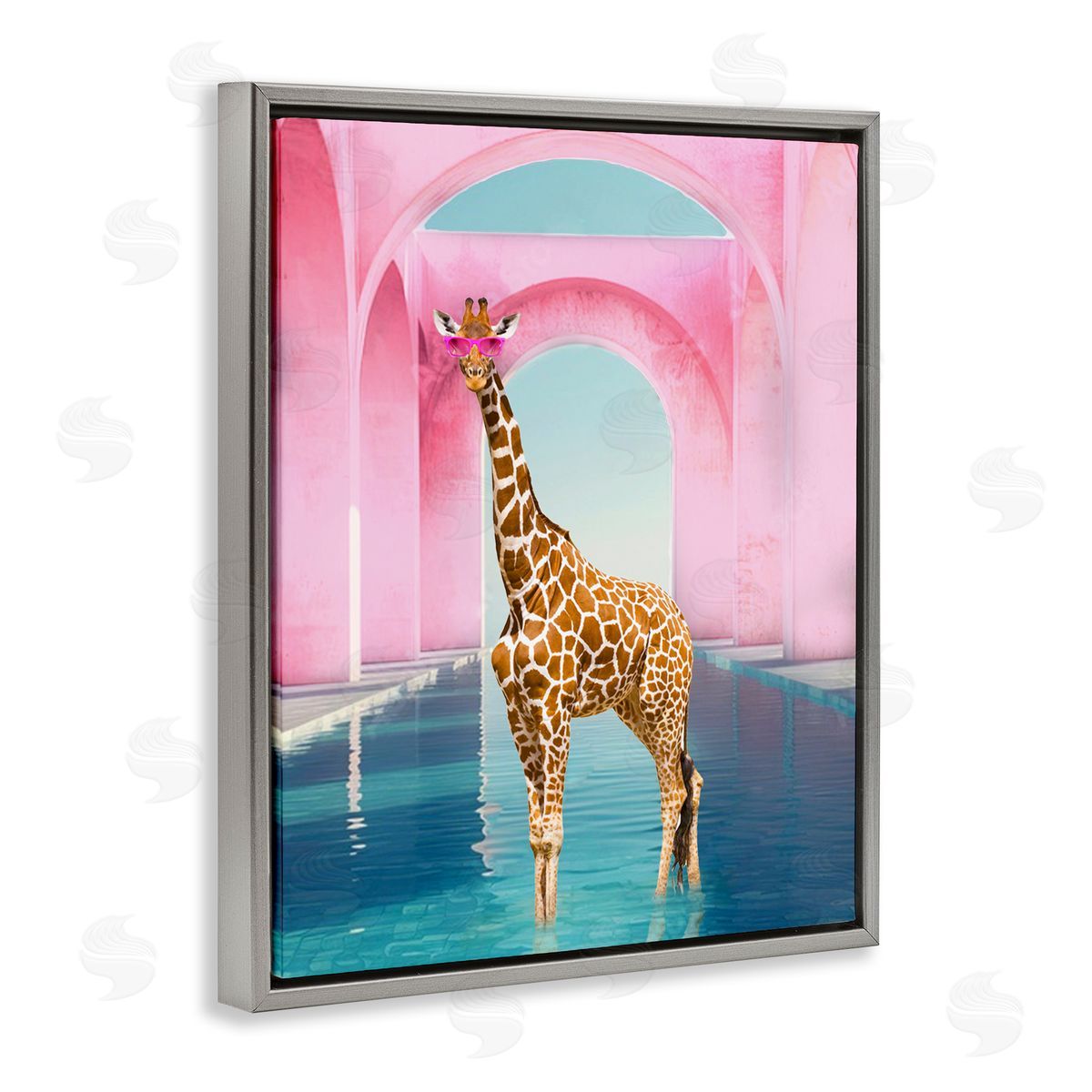 Ziwei Li Glam Giraffe with Pink Arches Canvas Wall Art Print