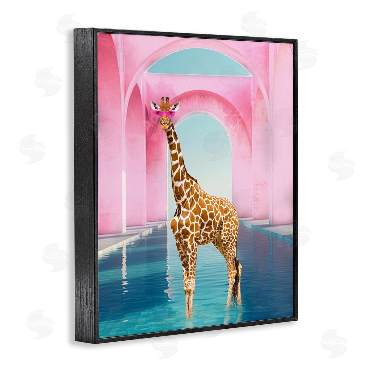 Ziwei Li Glam Giraffe with Pink Arches Canvas Wall Art Print