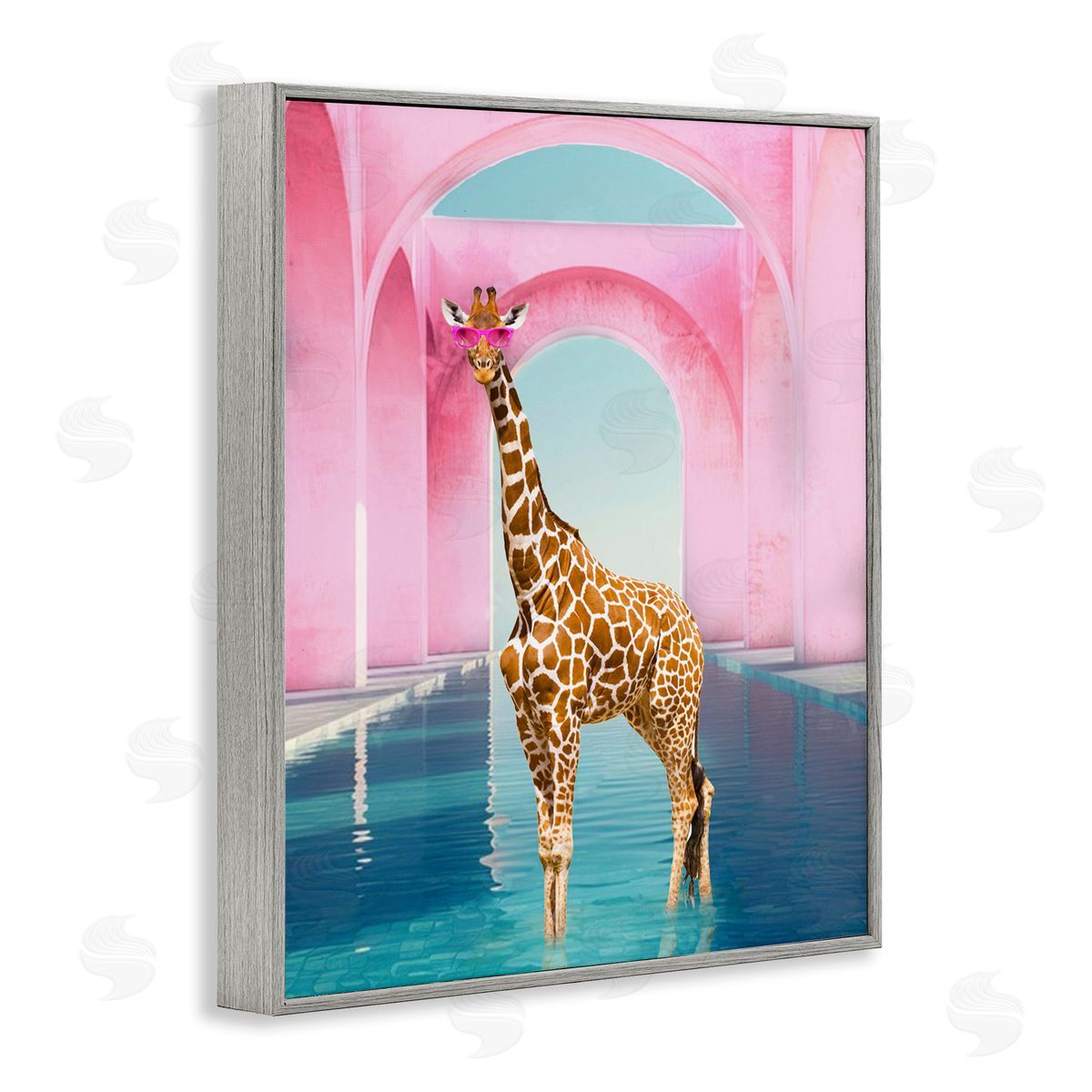 Ziwei Li Glam Giraffe with Pink Arches Canvas Wall Art Print