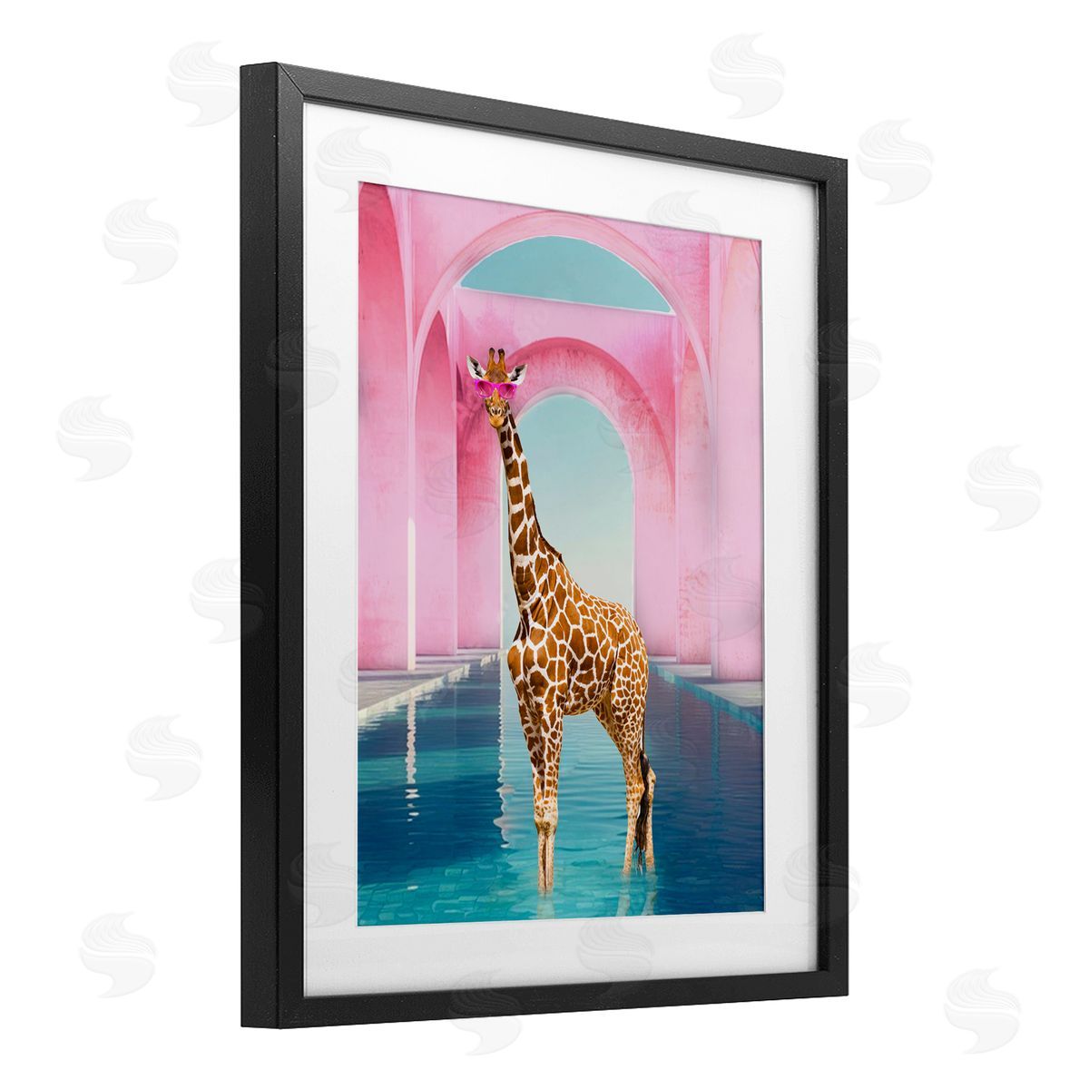Ziwei Li Glam Giraffe with Pink Arches Canvas Wall Art Print