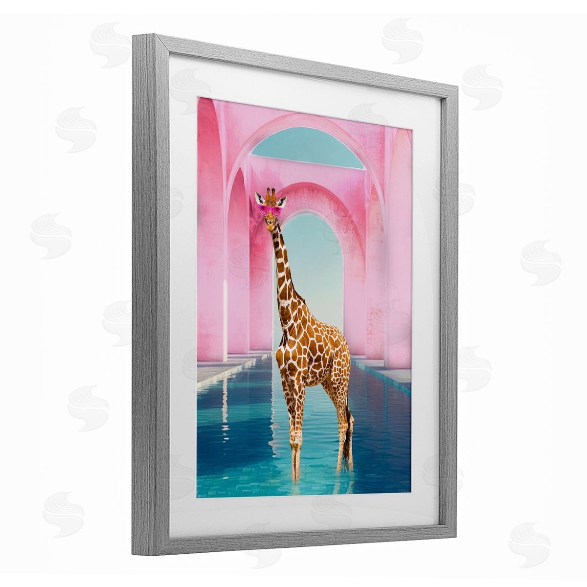 Ziwei Li Glam Giraffe with Pink Arches Canvas Wall Art Print