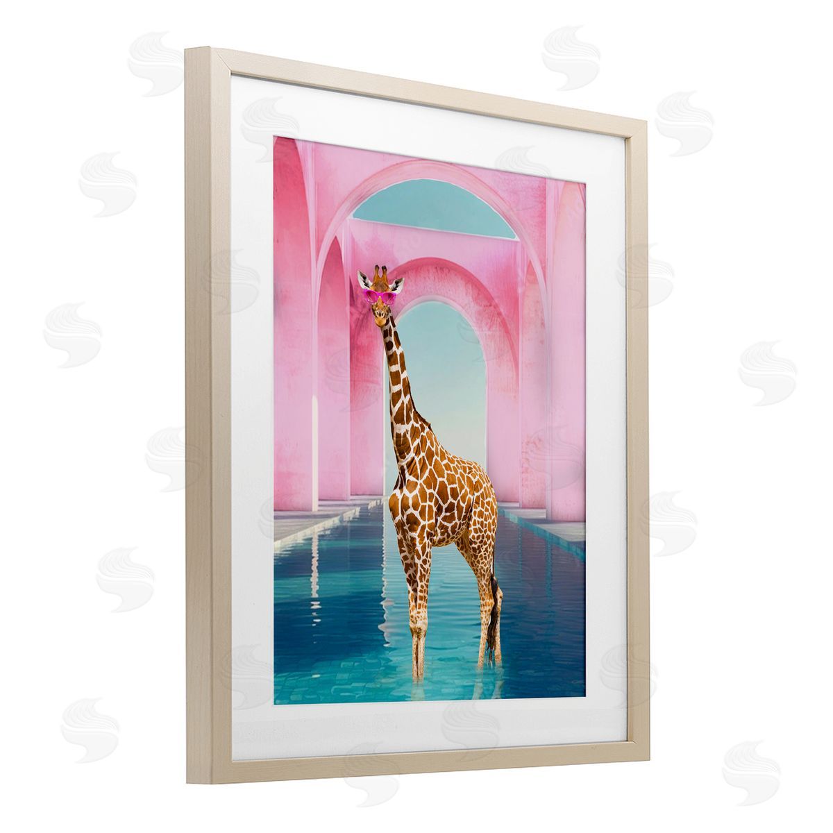 Ziwei Li Glam Giraffe with Pink Arches Canvas Wall Art Print