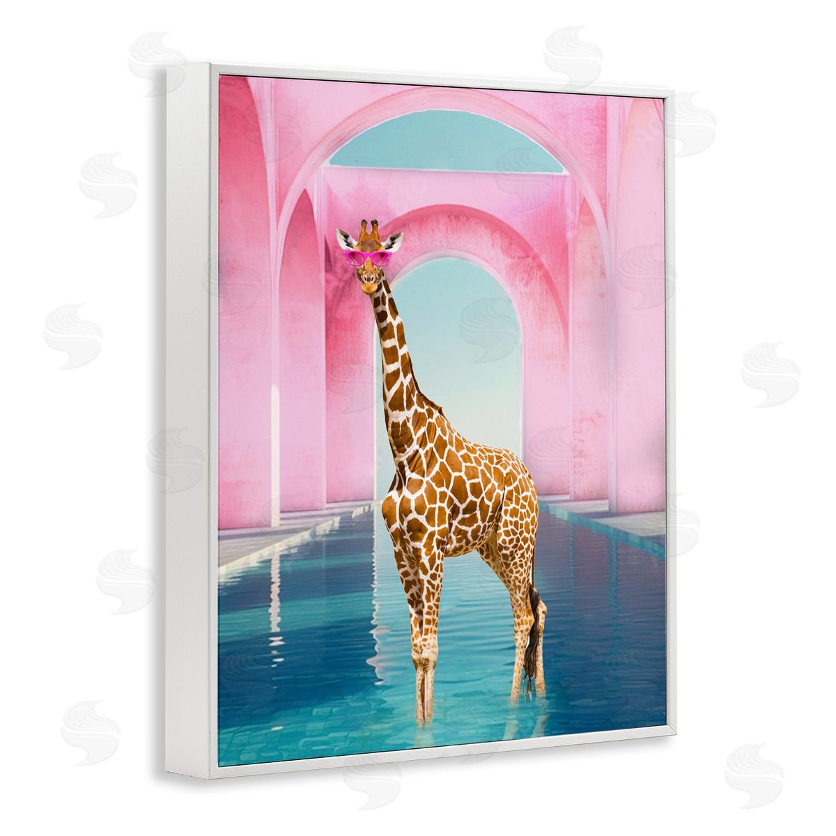 Ziwei Li Glam Giraffe with Pink Arches Canvas Wall Art Print