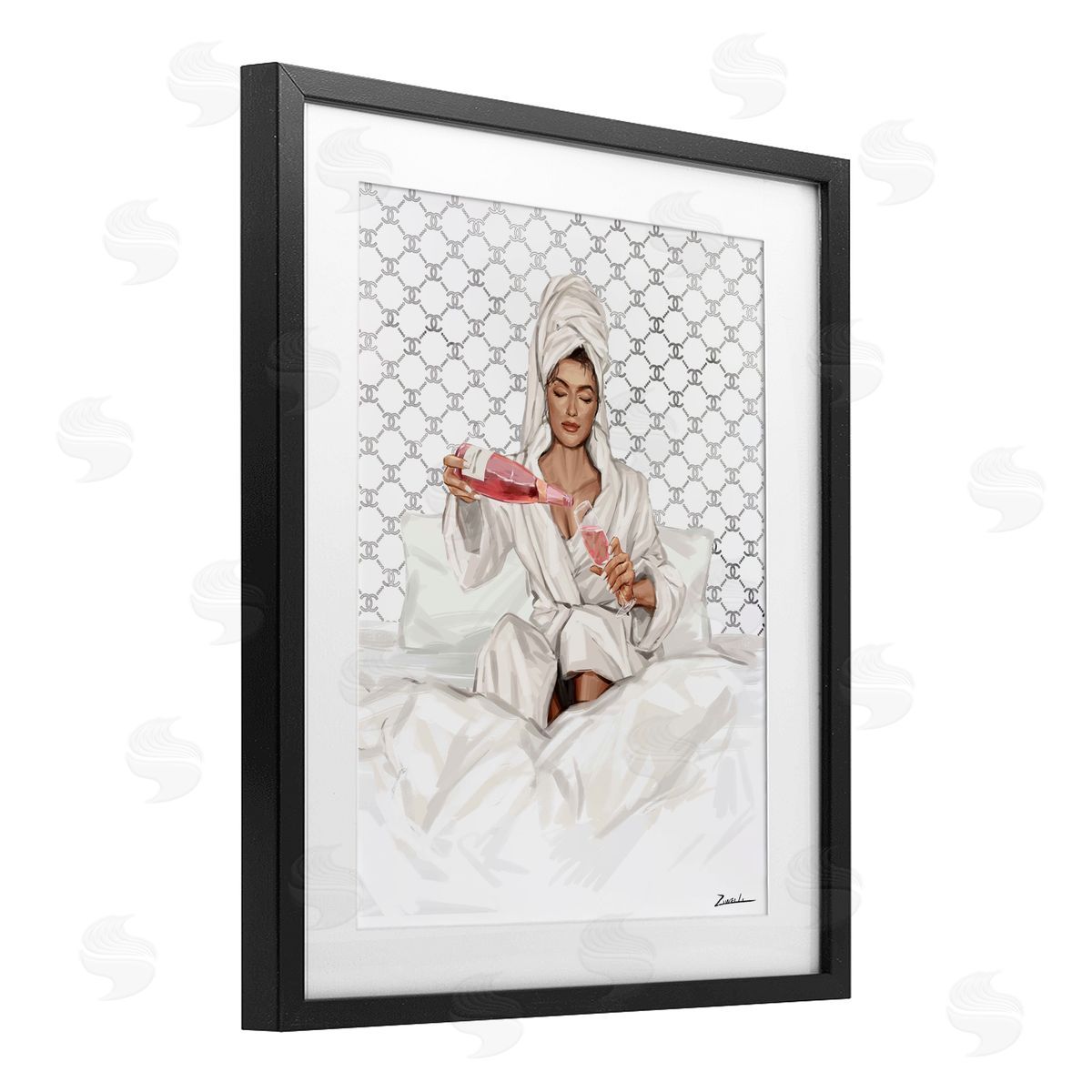 Ziwei Li Comfy Pouring Champagne Canvas Wall Art Print