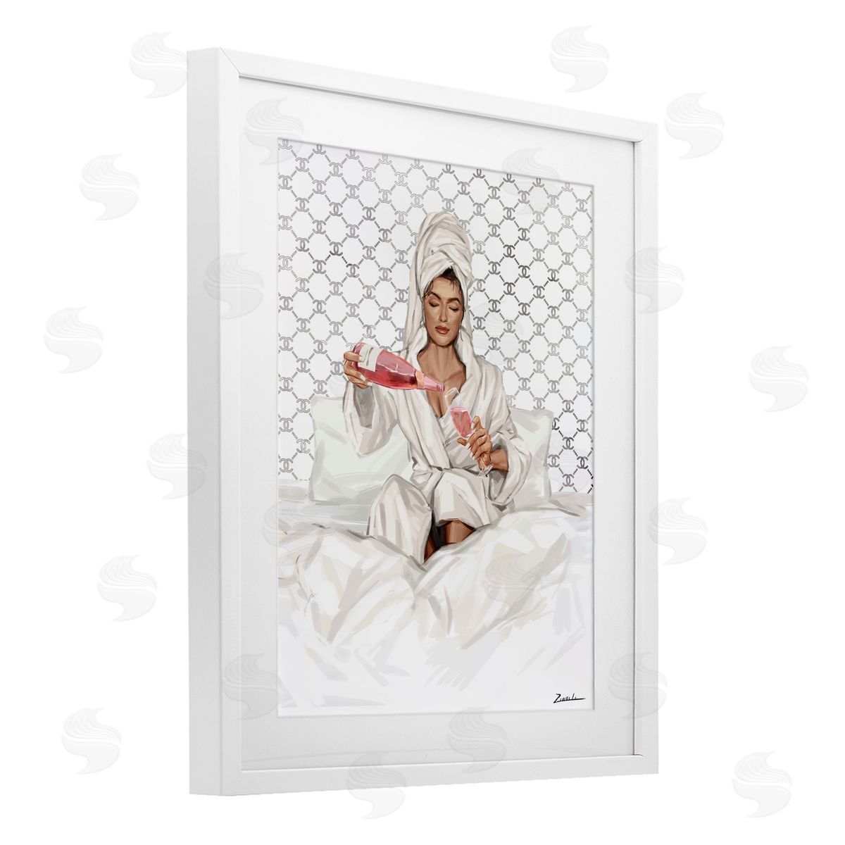 Ziwei Li Comfy Pouring Champagne Canvas Wall Art Print