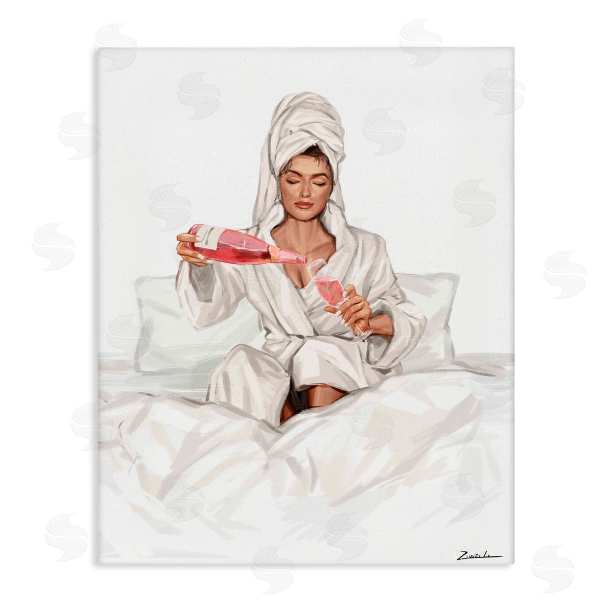 Ziwei Li Female Pouring Champagne Canvas Wall Art Print